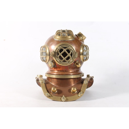 14 - Model of a brass and copper divers helmet, H37cm.