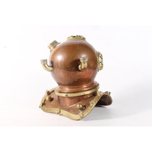 14 - Model of a brass and copper divers helmet, H37cm.