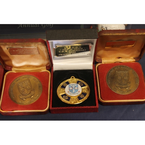 21 - Presentation medallions and trophies incl. Scotland vs England annual golf trophy.