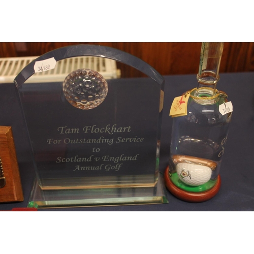 21 - Presentation medallions and trophies incl. Scotland vs England annual golf trophy.