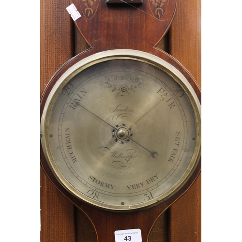 43 - Mahogany wheel barometer.