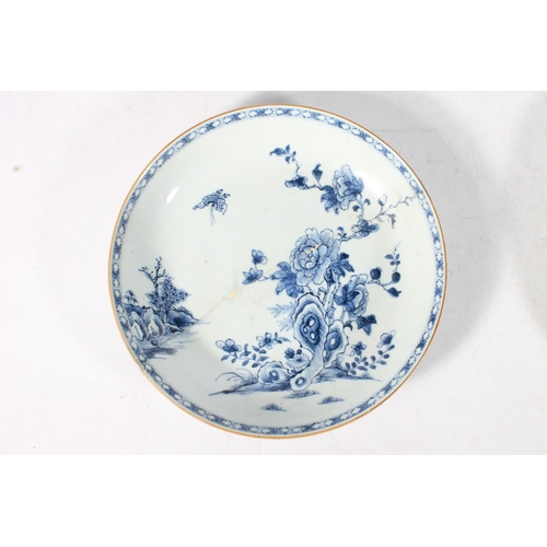 54 - Two Japanese porcelain blue and white plates together with a Chinese porcelain blue and white plate,... 