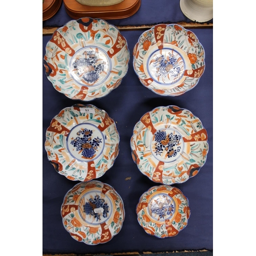 57 - Set of six Japanese Imari graduated bowls