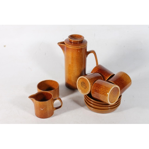 75 - Wattisfield Ware Studio Pottery coffee set comprising coffee pot, jug, bowl, four cups and four sauc... 