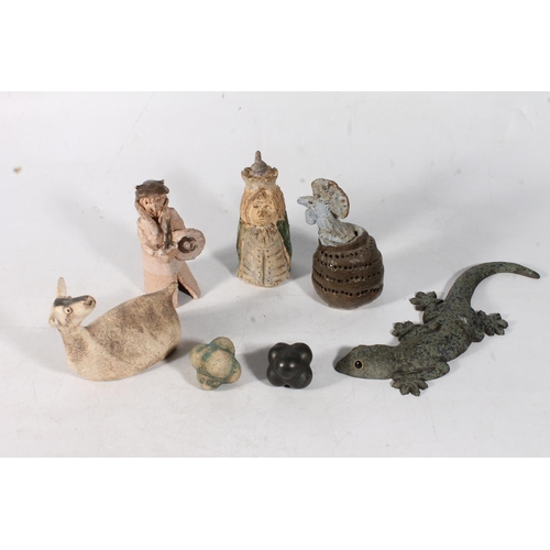 77 - Dragon Pottery, and other Studio Pottery figures and animals, together with copies of prehistoric po... 