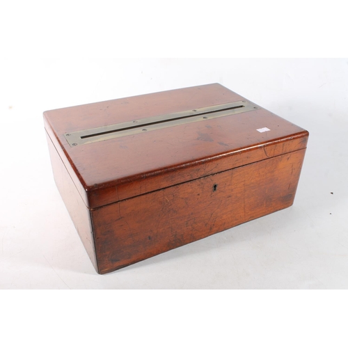 97 - Victorian mahogany document box, W38cm.