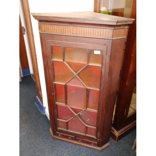 597 - Mahogany astragal glazed corner cabinet, H117cm.