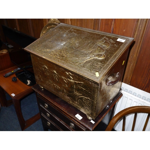 605 - Brass coal box.