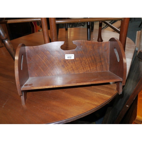 612 - Mahogany book trough and carved stool, max H29cm.