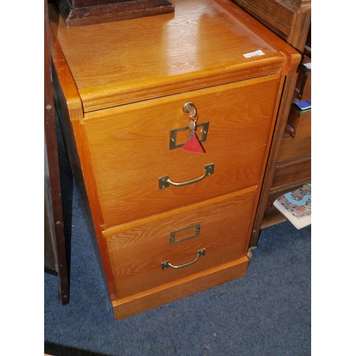 615 - Pine two drawer filing cabinet, H71cm.