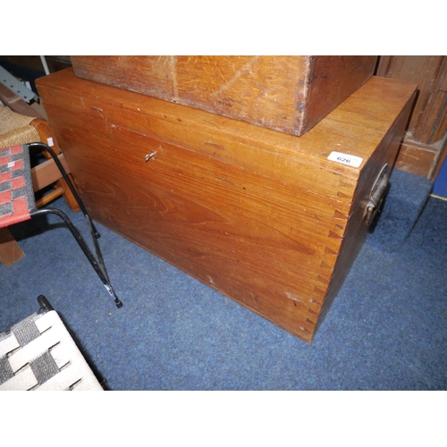 626 - Early 20thC pine bedding chest with candle compartment, W71cm. 