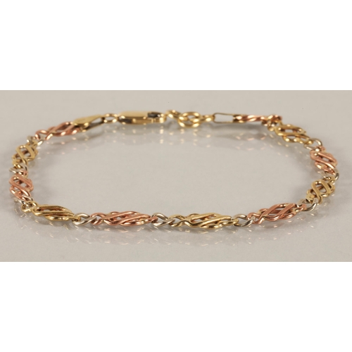 130A - 9ct tricolor gold bracelet6.3 grams