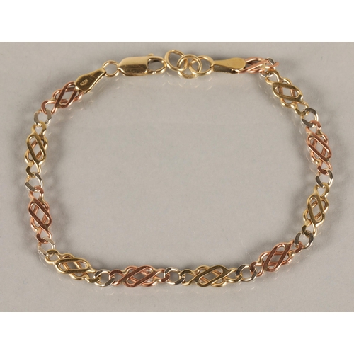 130A - 9ct tricolor gold bracelet6.3 grams