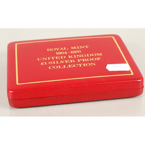 131 - United Kingdom 1984 - 1987 £1 Silver Proof Collection