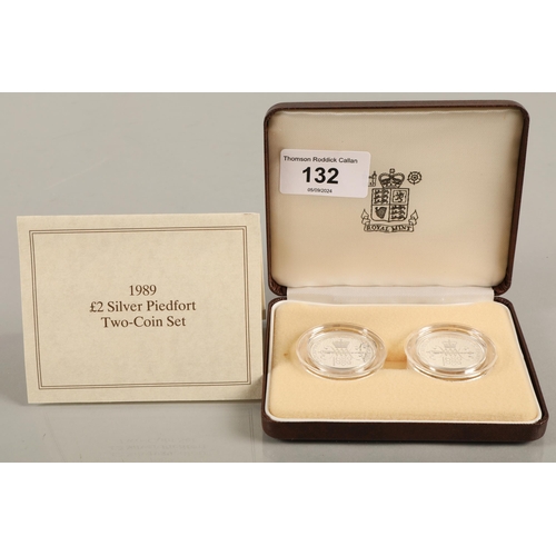 132 - 1989 £2 Silver Piedfort Two-Coin Set