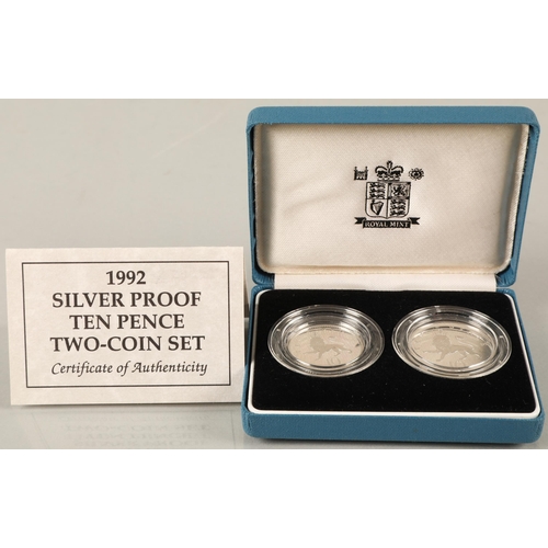 138 - 1990 Silver Proof Five Pence Two-Coin Set & 1992 Silver Ten Pence Two-Coin Set