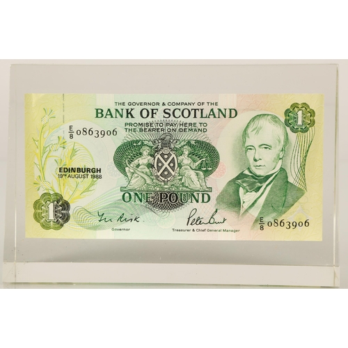 147 - Bank of Scotland 1988 One Pound note in glass display frame