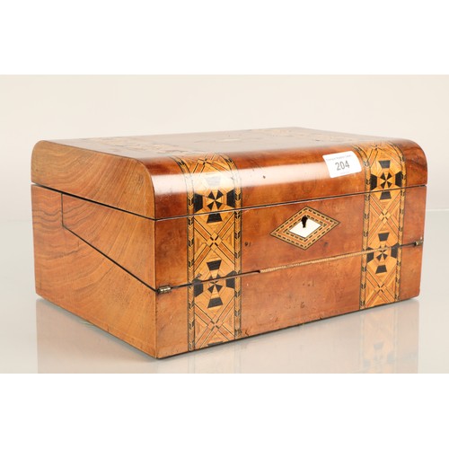 204 - Wooden chest inlaid with marquetry and mother of pearl