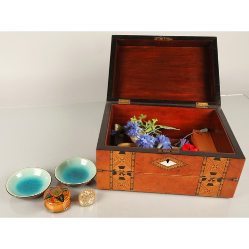 204 - Wooden chest inlaid with marquetry and mother of pearl