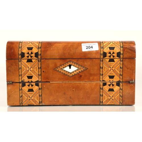 204 - Wooden chest inlaid with marquetry and mother of pearl