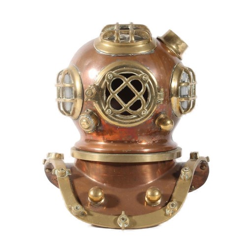 14 - Model of a brass and copper divers helmet, H37cm.