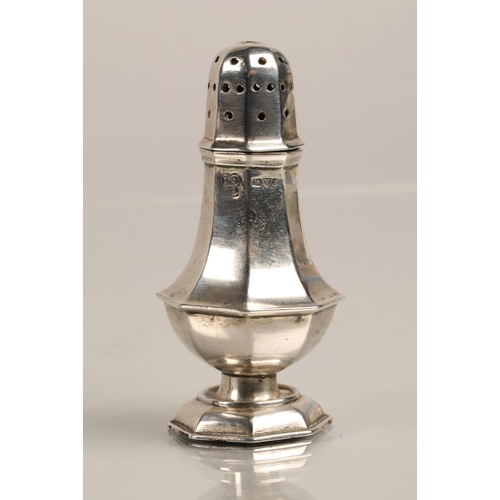 46 - David Andersen Norway white metal meat fork, assorted hallmarked silver including candle stick cruet... 