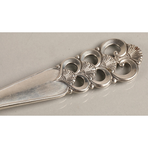 46 - David Andersen Norway white metal meat fork, assorted hallmarked silver including candle stick cruet... 