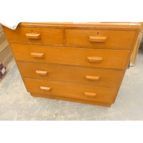 500 - Two short over three long Ministry chest of oak drawers.