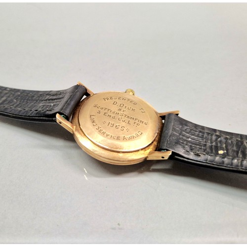 49 - Smiths Astral gents 9ct gold wristwatch(inscribed to rear of case)