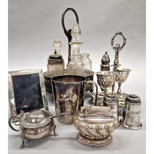 219 - Silver photo frame Sheffield 1982, and assorted plate to include Mappin & Webb, cruet, etc