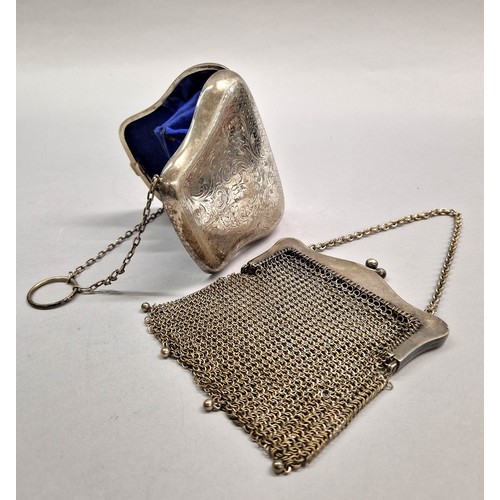 226 - Two silver plated ladies evening bag purses, one chainmail (2)