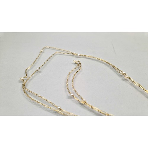 227 - 15ct gold chain interspersed with pearls, 6g