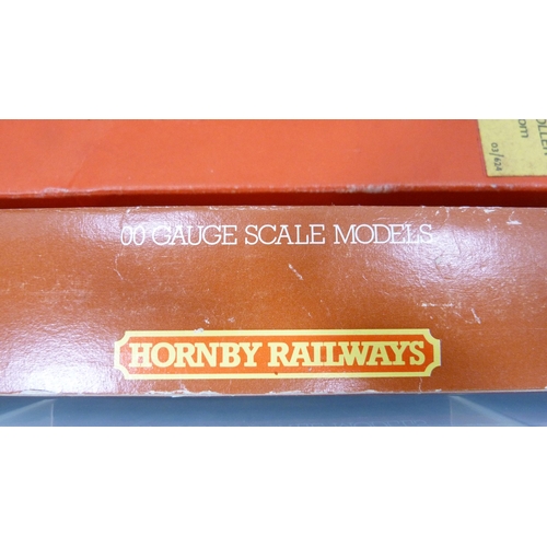 12 - Carton containing boxed Tri-ang R.407 hand-operated turntable, Hornby 00 gauge coaches to include tw... 