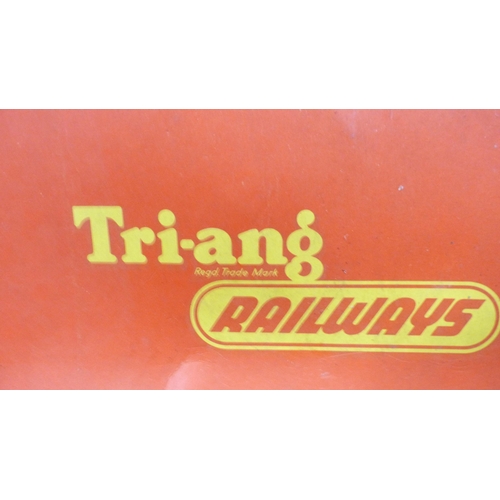 12 - Carton containing boxed Tri-ang R.407 hand-operated turntable, Hornby 00 gauge coaches to include tw... 