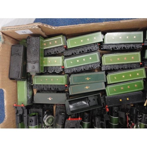 15 - Two cartons containing 00 gauge locomotives, rolling stock, parts, coach parts, tenders etc.