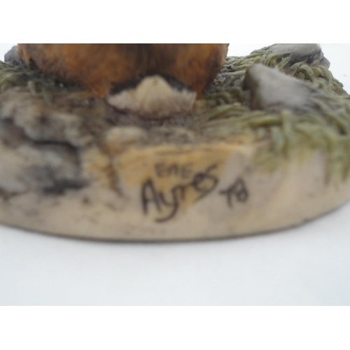 199 - Three Border Fine Arts groups to include a Highland cow and calf, a Cheviot ram sculpted by Ray Ayre... 