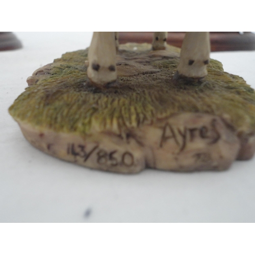 199 - Three Border Fine Arts groups to include a Highland cow and calf, a Cheviot ram sculpted by Ray Ayre... 