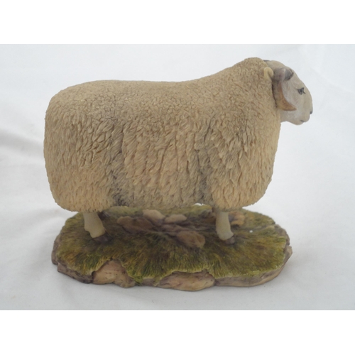 199 - Three Border Fine Arts groups to include a Highland cow and calf, a Cheviot ram sculpted by Ray Ayre... 