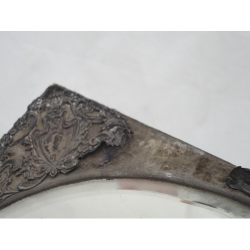 203 - Large antique silver-mounted dressing mirror on easel support (a/f).