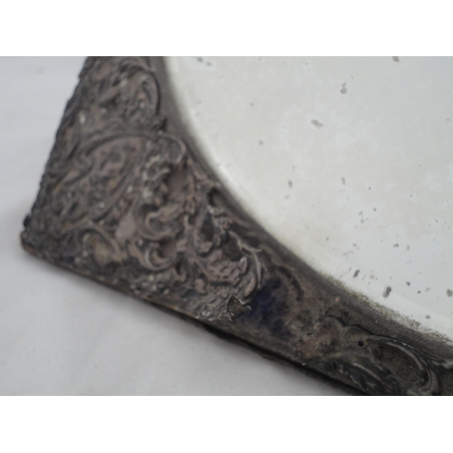 203 - Large antique silver-mounted dressing mirror on easel support (a/f).