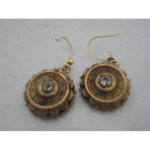 215 - Decorative jewellery to include a yellow metal brooch with encrusted flowerhead, pair of Victorian b... 