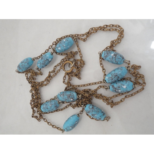 219 - Decorative jewellery to include a turquoise-set cross pendant, pair of turquoise torpedo earrings an... 