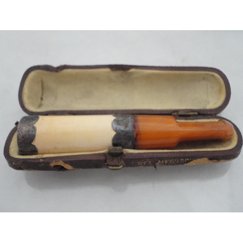 222 - Silver engine-turned vesta holder, 39g, white metal bangle and a cased silver-mounted cheroot holder... 