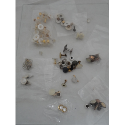 225 - Collection of rolled gold and yellow metal studs and cufflinks, some with faux mother of pearl decor... 
