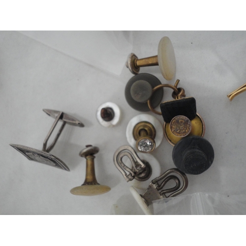 225 - Collection of rolled gold and yellow metal studs and cufflinks, some with faux mother of pearl decor... 