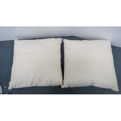 235 - Pair of Spanish embroidered cushions, a double duvet and chair cushions.