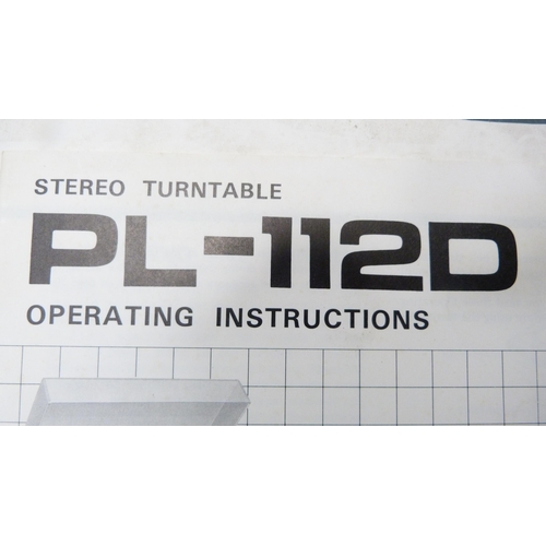 236 - Pioneer PL-112D stereo turntable with operating instructions, a Pioneer stereo receiver, model SX-55... 
