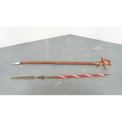 238 - Toledo sword with scabbard and a spear.&nbsp; (2)