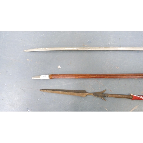238 - Toledo sword with scabbard and a spear.&nbsp; (2)