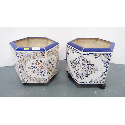 239 - Two octagonal planters.  (2)